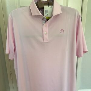NWT PUMA X AP FLORAL TRIM GOLF POLO - Pink Large